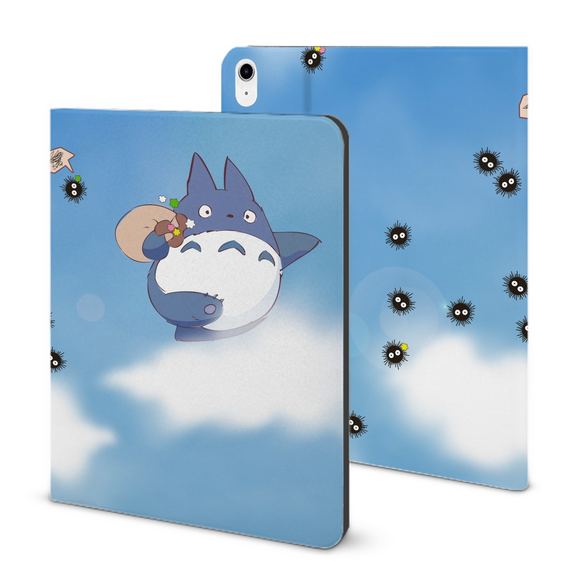 （画像用） となりのトトロ 草壁メイ 草壁サツキ My Neighbor Totoro Satsuki Kusakabe Mei Kusakabe IPad ケース ブック型 PUレザー TPU 耐衝撃 軽量 薄型 ペン収納なし 全面保護 IPad 各モデル対応